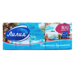 Платочки носовые бумажные двухслойные Лилия Лето