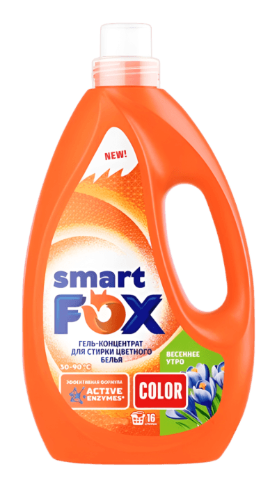Гель-концентрат для стирки белья 2,04 л SMART FOX, COLOR Весеннее утро
