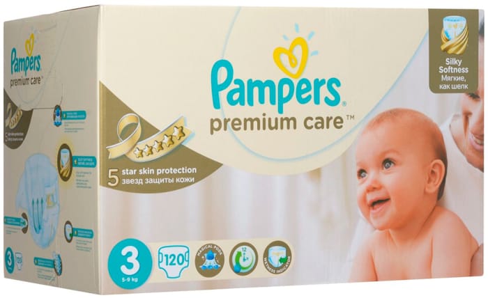 Подгузники "Pampers Premium Care 3 Midi" 5-9 кг/120 шт. Подгузники "Pampers Premium Care 3 Midi" 5-9 кг/120 шт.