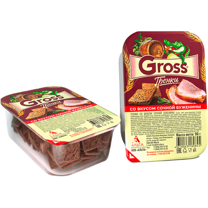 Гренки "Gross" 90 гр. контейнер, Сочная буженина Гренки "Gross" 90 гр. контейнер, Сочная буженина