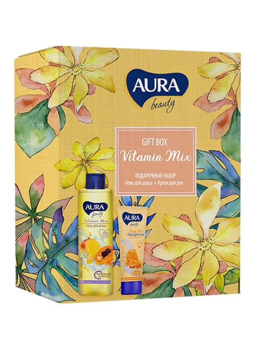 Подарочный набор "AURA" BEAUTY Vitamin Mix/Гель для душа Манго-папайя 250мл + Крем для рук Питательный 7 Подарочный набор "AURA" BEAUTY Vitamin Mix/Гель для душа Манго-папайя 250мл + Крем для рук Питательный 7